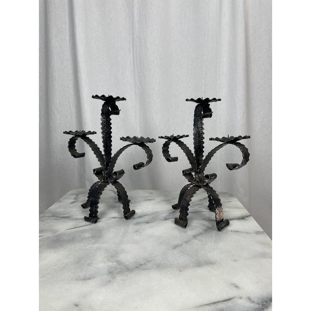 Brutalist Wrought Iron Candlesticks, 1950s, Set of 2 For Sale - Image 9 of 9
