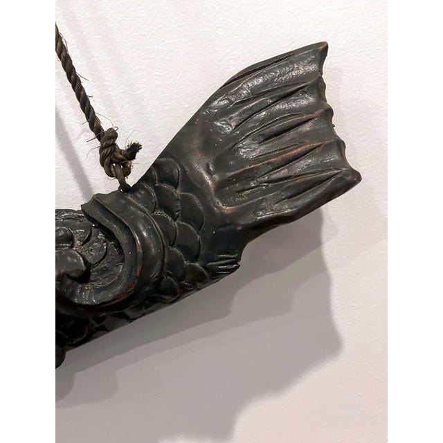 Late 19th Century Near Pair of Japanese Jizai Kagi Wood Koi Folk Art Sculptures For Sale - Image 5 of 14