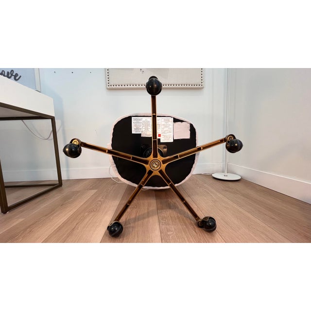 Off-white Restoration Hardware Teen Kinney Antiqued Brass Desk Chair, Velvet Mist For Sale - Image 8 of 8