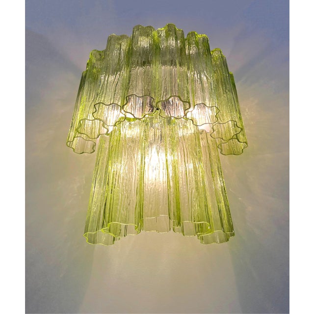 Glass Green Murano Glass Tube Wall Sconces, 1990s, Set of 2 For Sale - Image 7 of 14