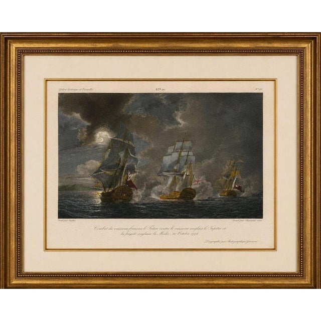 Title: french triton fighting hms jupiter and medea after gudin, c. 1840 original antique hand-colored steel engraving...