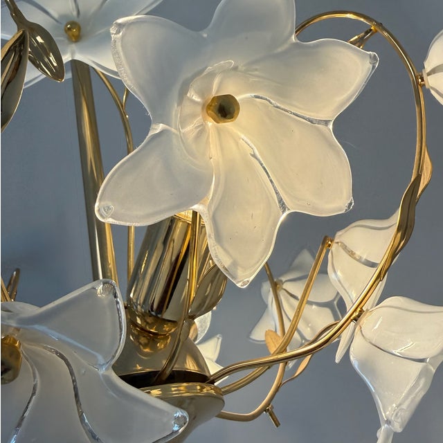 Gold Florentine Chandelier and Wall Lamps in Murano Glass and Chrome by Paolo Venini, Italy, 1970s, Set of 3 For Sale - Image 8 of 18