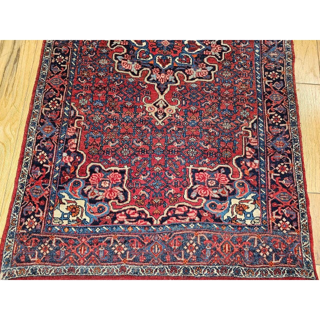 Vintage Persian Bidjar Rug, Hand-Knotted Wool, Geometric Pattern, Red & Blue, 5x8 For Sale - Image 17 of 18