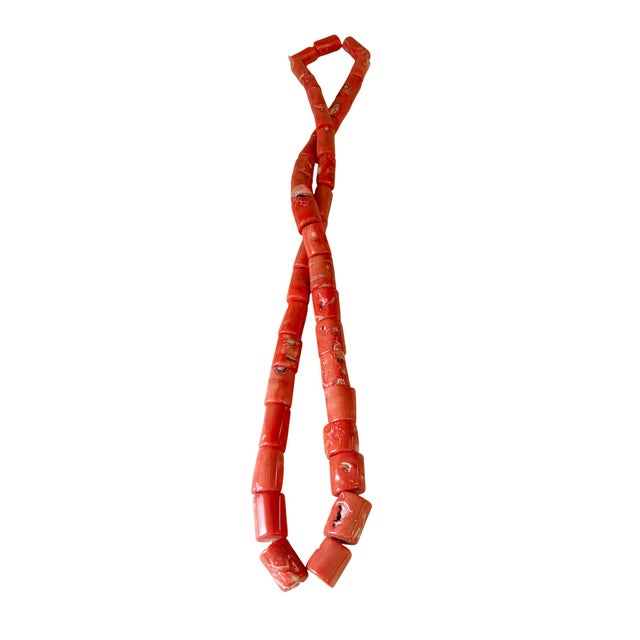 Vintage Chunky Natural Nepalese Angel Skin Coral Strand 38 Beads For Sale - Image 10 of 11