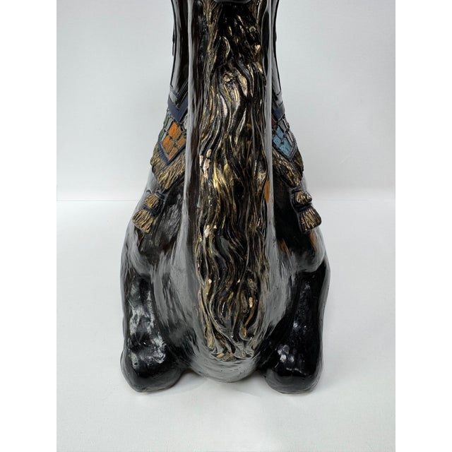 Ceramic Vintage 1975 Florentine Art Studio Camel Pedestal Table For Sale - Image 7 of 18