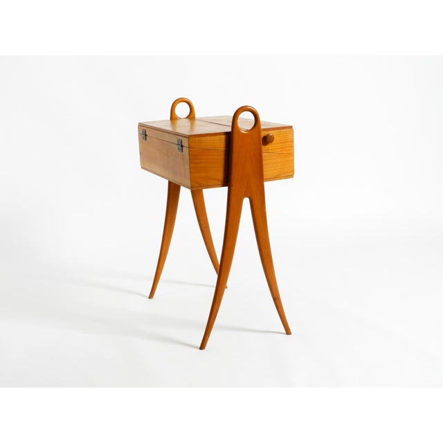 Mid-Century Modern Vintage Ash Wood Sewing Box Table, 1950s For Sale - Image 3 of 18