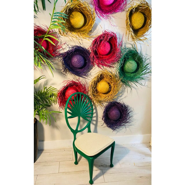 Hollywood Regency Vintage Coastal Tropitone Cast Aluminum Palm Leaf Dining Chair For Sale - Image 3 of 12