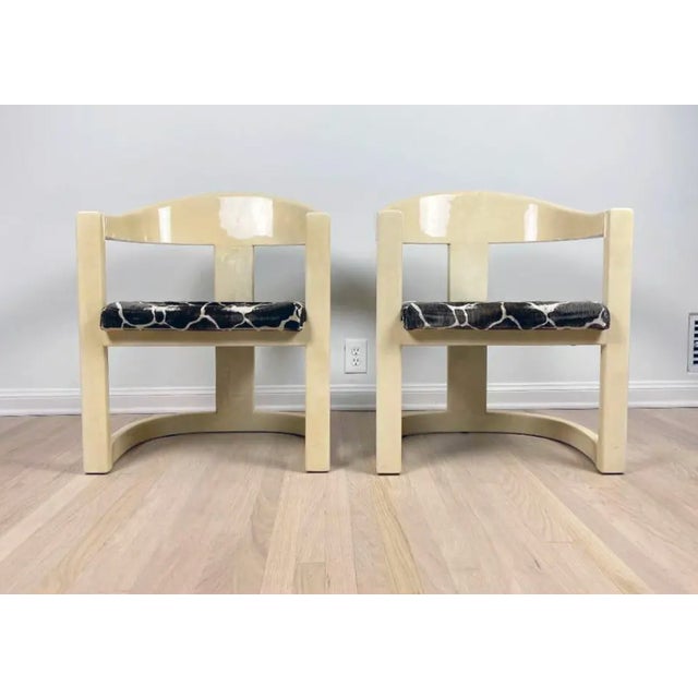 Modern 1980s Karl Springer Onassis Goatskin Chairs - A Pair For Sale - Image 3 of 6