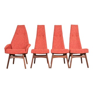 Adrian Pearsall for Craft Associates Mid-Century Modern High Back Dining Chairs, Set of Four For Sale
