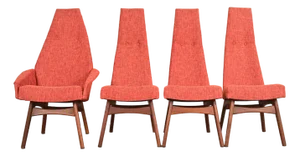Adrian Pearsall for Craft Associates Mid-Century Modern High Back Dining Chairs, Set of Four