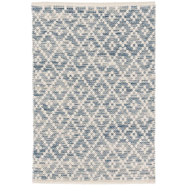 Dash & Albert by Annie Selke Melange Diamond Blue Woven Cotton Rug, 7' 6" x 9' 6" For Sale In Boston - Image 6 of 6