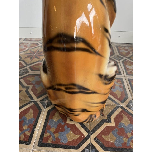 Italian Artist, Large Tiger Statue, Ceramic For Sale - Image 12 of 14