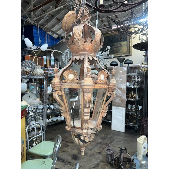 Metal 1940s Large Spanish Lantern Pendant Light For Sale - Image 7 of 12