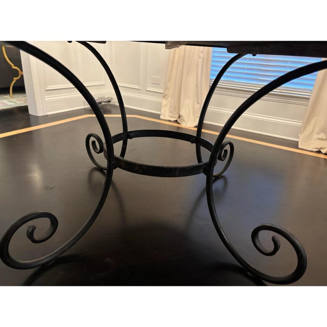 Late 20th Century Vintage Heavy Iron & Mahogany Round Dining Table For Sale - Image 5 of 11