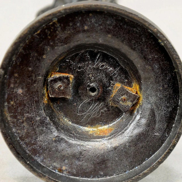 1860s Victorian Casted Iron Candle Stick With Bears For Sale - Image 6 of 7