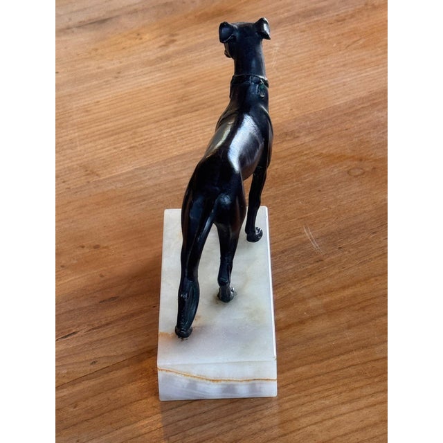 19th Century Metal Greyhound on Onyx Base For Sale - Image 4 of 5