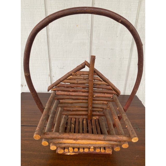 Cabin Vintage Rustic Bentwood Log Cabin Basket For Sale - Image 3 of 8