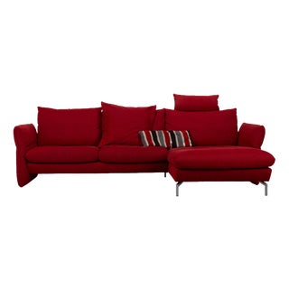 Red Fabric Loredo Corner Sofa Red with Manual Function from Mondo For Sale