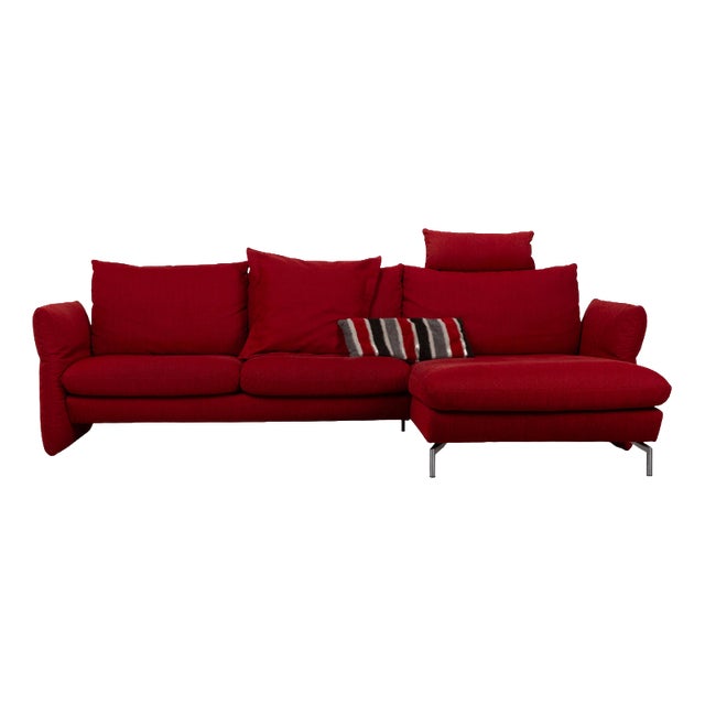 Red Fabric Loredo Corner Sofa Red with Manual Function from Mondo For Sale