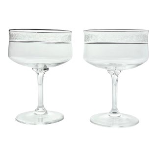 1970s Lenox “Moonspun” Pair of Coupe Champagne Glasses For Sale