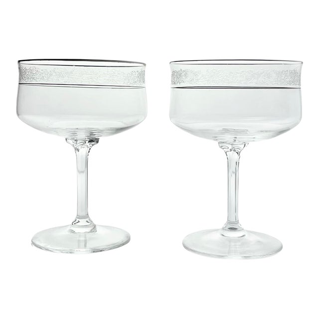 1970s Lenox “Moonspun” Pair of Coupe Champagne Glasses For Sale
