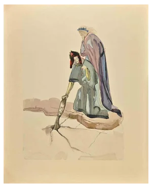 Salvador Dali, The Divine Comedy: The Traitor of Montaperti, Plate 32, Hell, Woodcut, 1963