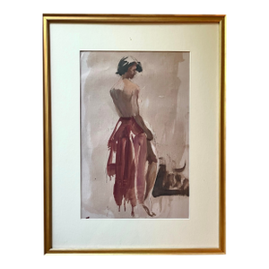 Vintage Original Watercolor Painting a Standing Nude Model by Harry Barton