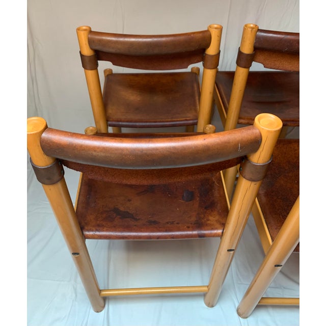 Ibisco Chairs Set of 4 Italian Leather For Sale - Image 10 of 16