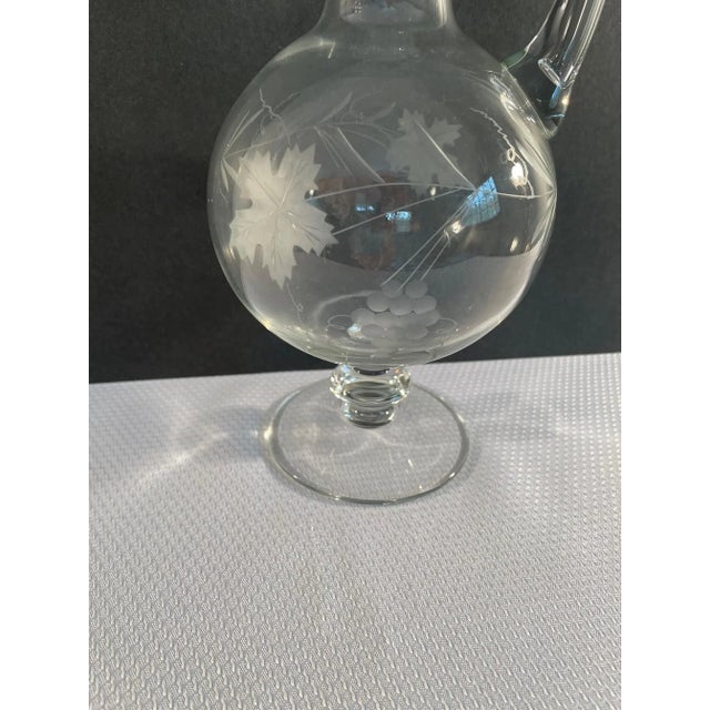 Vintage 1980s Etched Crystal Decanter With Handle and Stopper For Sale - Image 6 of 12
