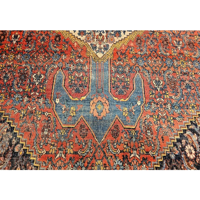 19th Century Oversized Persian Bidjar Rug, Hand-Knotted Wool, Geometric Herati Pattern, Red & Blue, 13x18 For Sale - Image 18 of 18