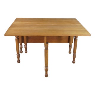 Antique Early American 19th C Cherry Gate-Leg Drop Leaf Dining Console Table 60" For Sale