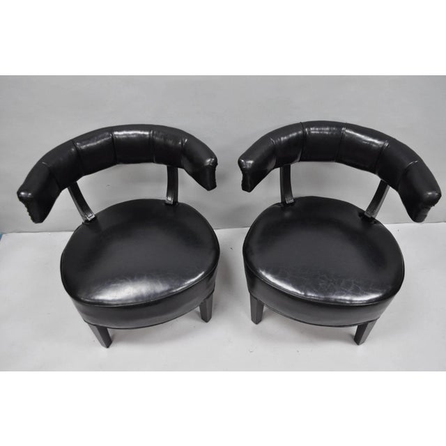 Vintage Mid Century Modern Low Black Barrel Back Lounge Club Chairs - A Pair For Sale - Image 4 of 18