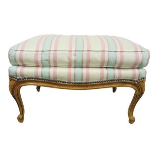 Century Louis XV Style Cherry Ottoman For Sale