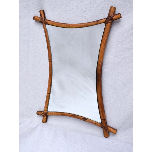 Mid-Century Modern Vintage Bamboo Rattan Wall Mirrors/ Pair For Sale - Image 3 of 7