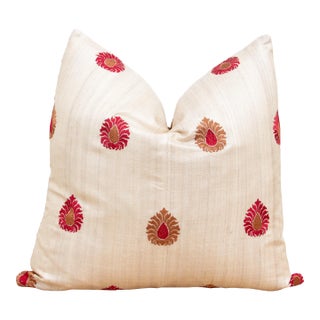 Gold Paisley Silk Pillow For Sale