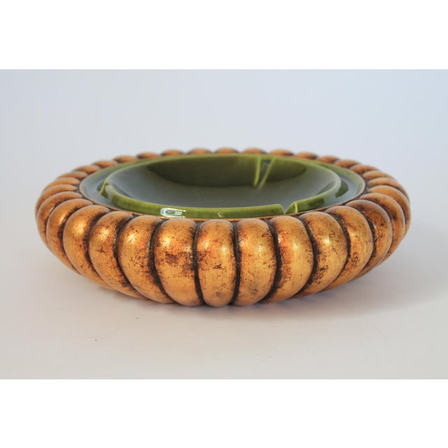 Mid-Century Modern Mid Century Anthony Freeman McFarlin California Pottery Gold Leaf Ashtray For Sale - Image 3 of 7