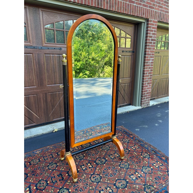 French Empire Style Arched Cheval Mirror For Sale - Image 11 of 12