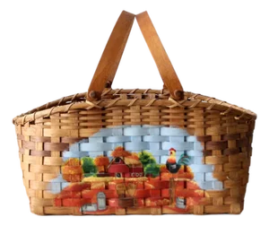 Vintage Hand-Painted Farmhouse Basket