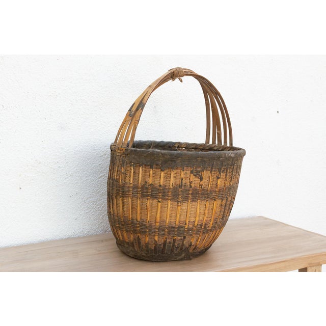 Rustic Wicker Primitive Basket For Sale In Los Angeles - Image 6 of 9