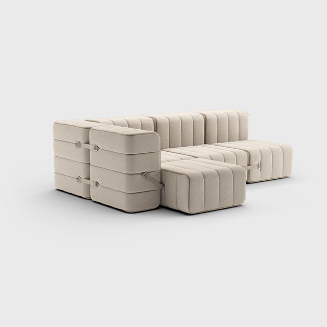 White Three-Seater Modular Sofa in Sera Fabric by Ambivalenz, Set of 9 For Sale - Image 8 of 10