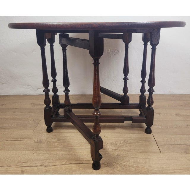 Wood Early 20th Century Oak Drop Leaf Gateleg Dining Table For Sale - Image 7 of 16