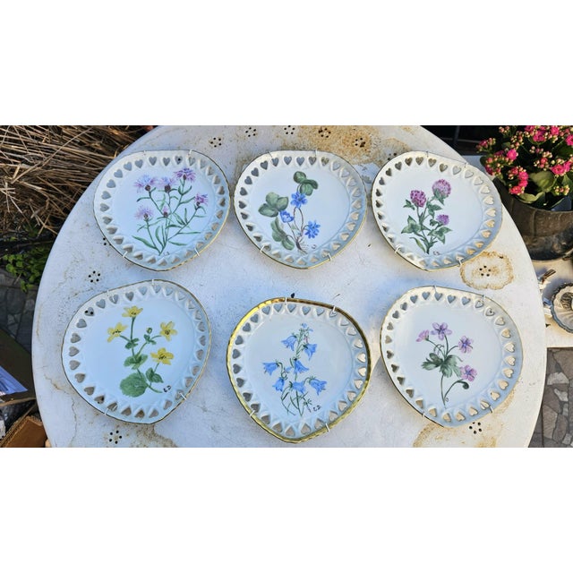 Heart-Shaped Openwork Floral Plates by E.D, 1983, Set of 6 For Sale - Image 12 of 12