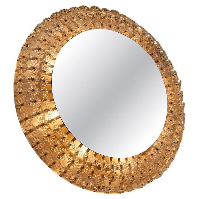 Mid-Century Illuminated Mirror in Pressed Glass with Floral Frame, 1950s For Sale - Image 11 of 11
