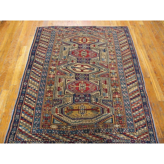 Late 19th Century Caucasian Shirvan Carpet ( 3'5" x 4'5"- 104 x 134 cm ) This antique Caucasian Shirvan rug from the 1890s...