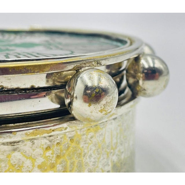 1980s Set of 6 Porcelain & Pure Silver Drink Coasters & Holder by Emilia Castillo For Sale - Image 10 of 18