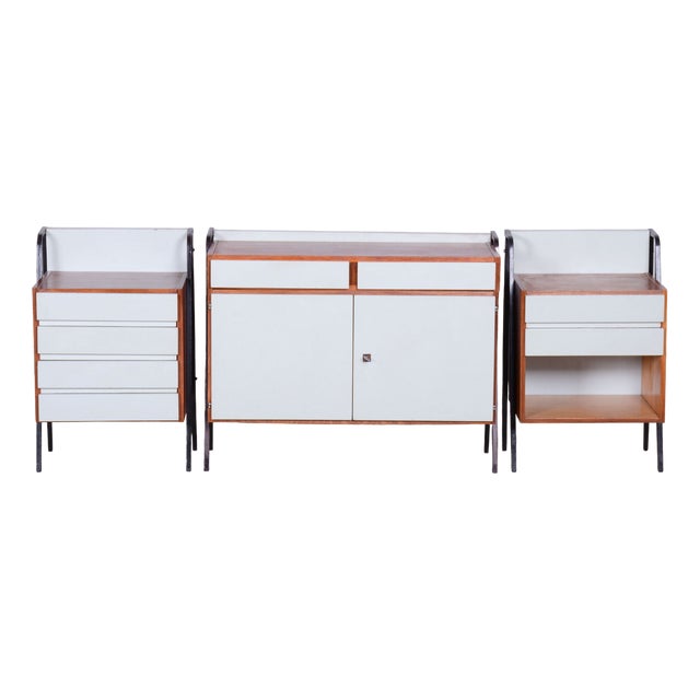 Mid-Century Cabinets in Mahogany, Central Europe, 1950s, Set of 3 For Sale