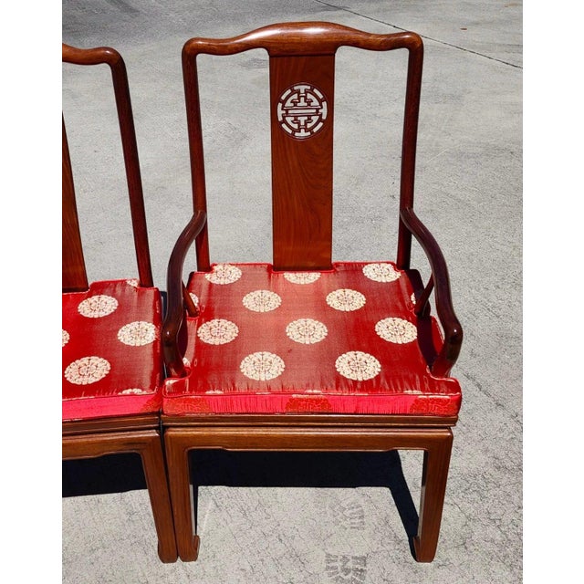 Wood Rosewood Dining Chairs 1960s Asian Ming Chinoiserie For Sale - Image 7 of 12