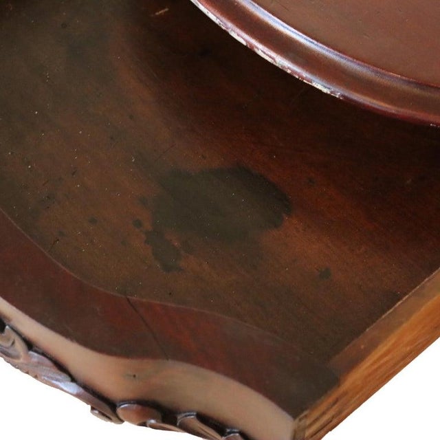 Brown Antique Carved Flame Mahogany Turtle Top Table C1880 For Sale - Image 8 of 12