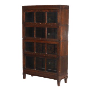 Antique Macey Arts & Crafts Mission Oak 4 Stack Barrister Bookcase C1920 For Sale