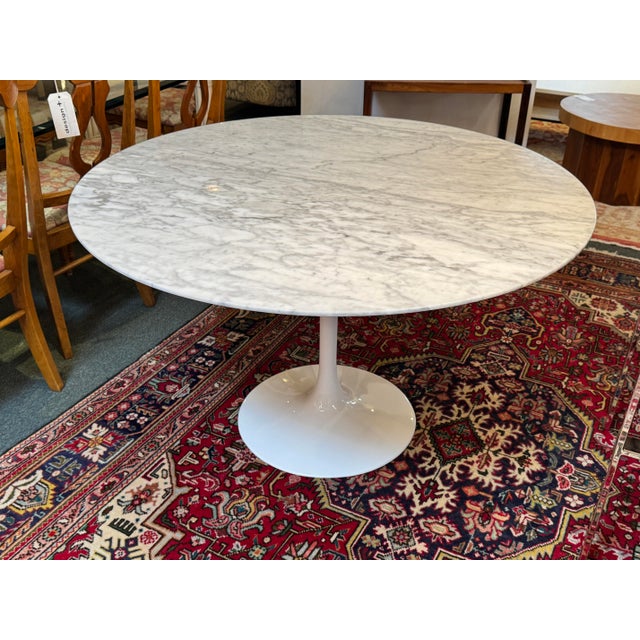 Interior Icons Tulip Table With Carrera Tabletop For Sale In San Francisco - Image 6 of 12